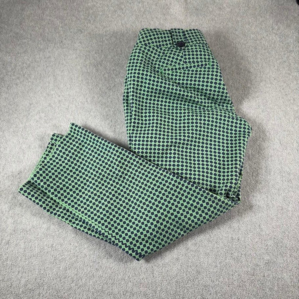 Banana Republic Martin Fit Pants Womens 0P Green Polka Dot Straight Leg Trousers